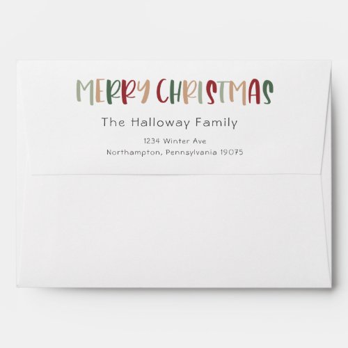Green Casual Colorful Merry Christmas Invitation Envelope
