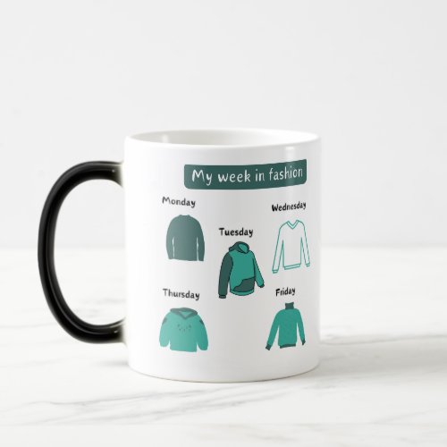 Green casual week in fashion working from home magic mug