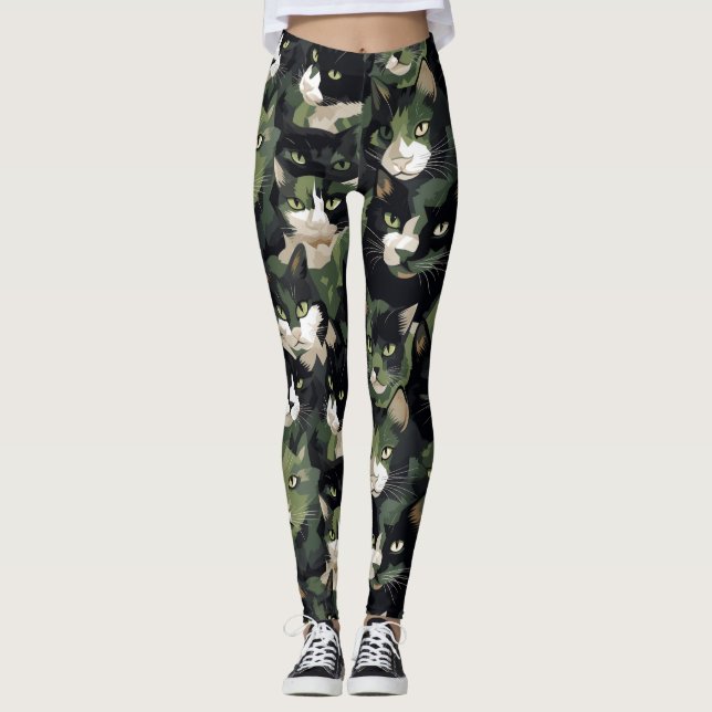 Green Cat Camouflage Leggings (Front)
