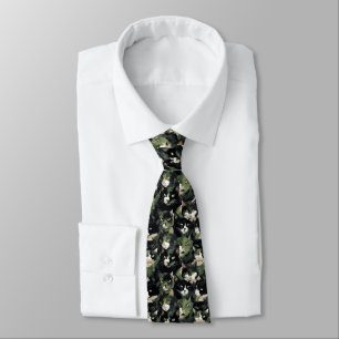 Green Cat Camouflage Neck Tie