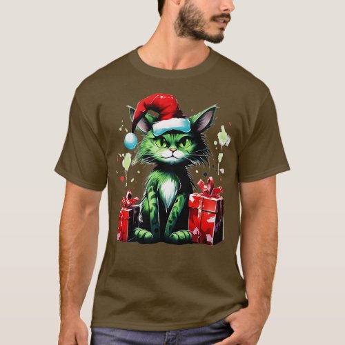 Green Cat Christmas 4 T_Shirt