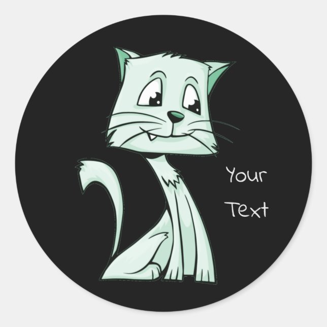 Green Cat Classic Round Sticker (Front)