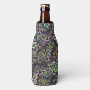 Green Cat Eyes Abstract Art, Bottle Cooler
