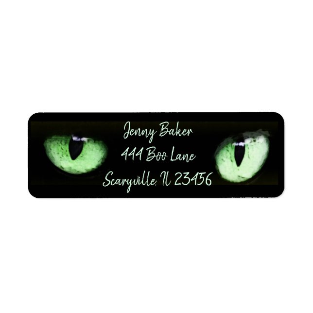 Green Cat Eyes Halloween Spooky Black Label (Front)