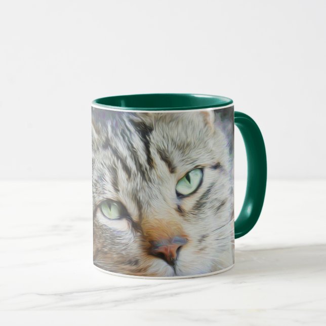 Green Cat Eyes Mug (Front Right)