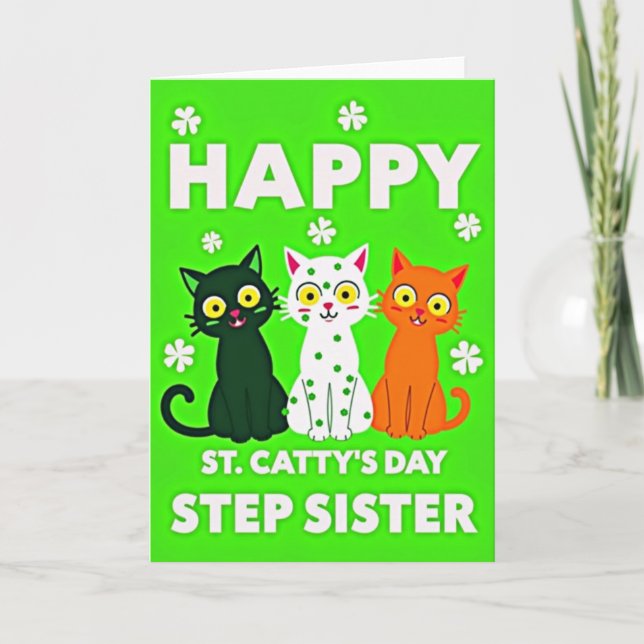 Green Cat Polka Dot Card (Front)