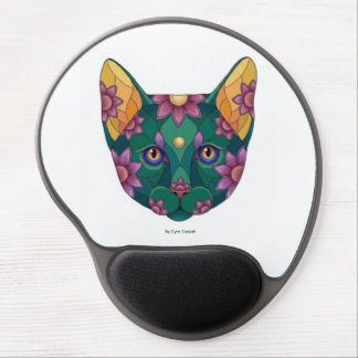 Green Cat with Flowers Gel Mousepad