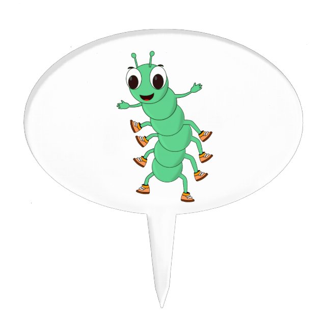 Green Caterpillar Cake Topper (Front)