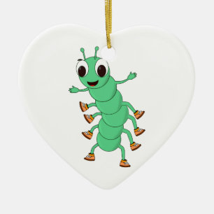 Green Caterpillar Ceramic Ornament