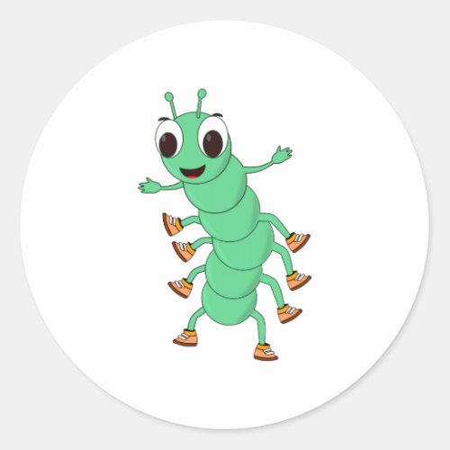 Green Caterpillar Classic Round Sticker