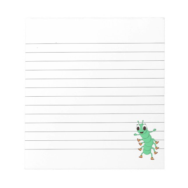 Green Caterpillar Custom Lined Notepad (Front)