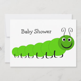 Green Caterpillar Insect Design Baby Shower Invitation