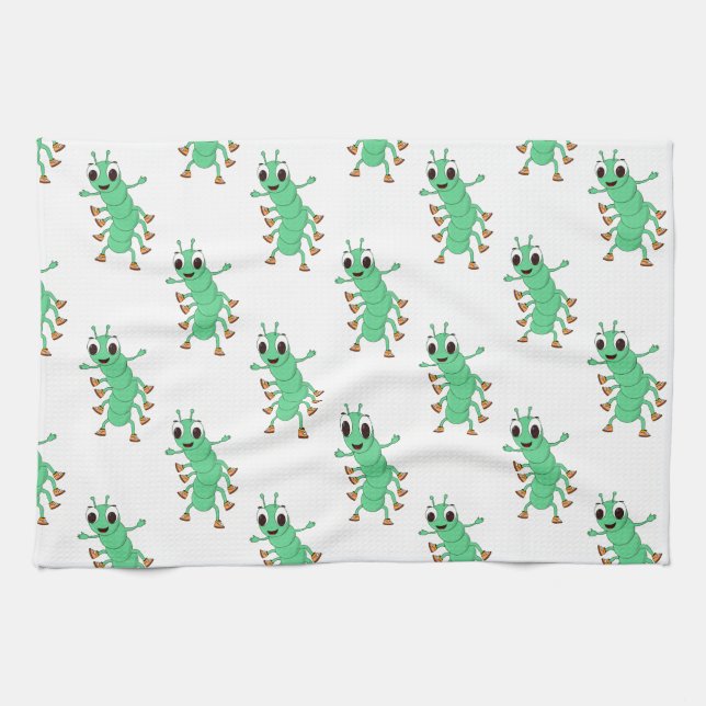 Green Caterpillar Kitchen Towel (Horizontal)