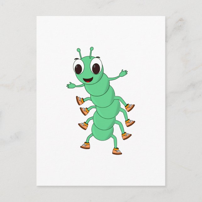 Green Caterpillar Postcard (Front)