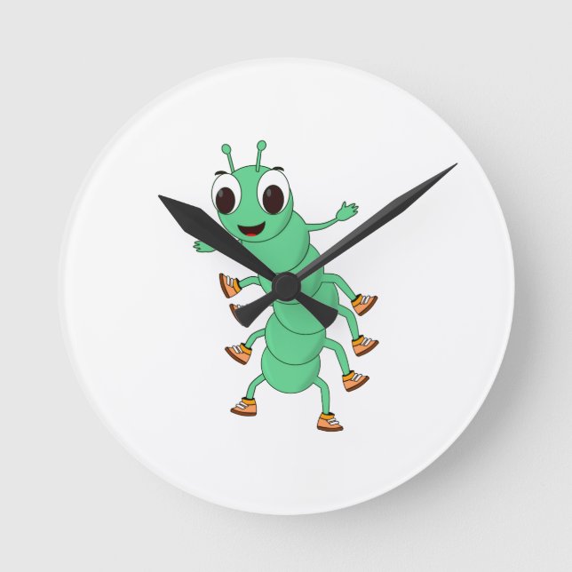 Green Caterpillar Round Clock (Front)