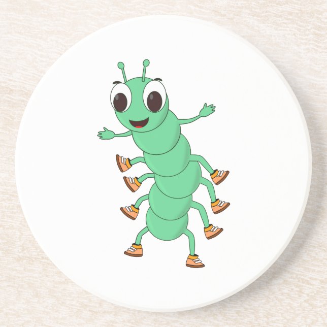 Green Caterpillar Sandstone Coaster (Front)