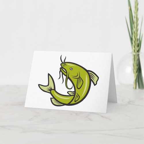 Green Catfish Greeting Cards