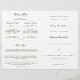 Green Catholic Wedding Mass Ceremony Program