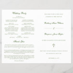 Green Catholic Wedding Mass Ceremony Program<br><div class="desc">This simple, yet elegant, folded Catholic wedding ceremony with mass program booklet features a cross and stylish accents of calligraphy script. The neutral, classic, forest green and white, typography design provides you with a text template for a traditional Catholic order of service with mass. There is plenty of room to...</div>