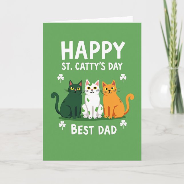 Green Cats Best Dad Card (Front)