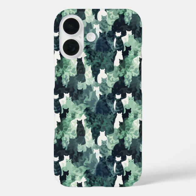 Green Cats Camouflage Pattern Case-Mate iPhone Case (Back)