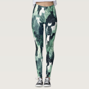 Green Cats Camouflage Pattern Leggings