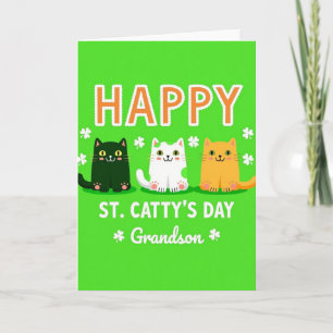 Green Cats Grandson Card