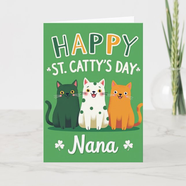 Green Cats Happy Day Card (Front)