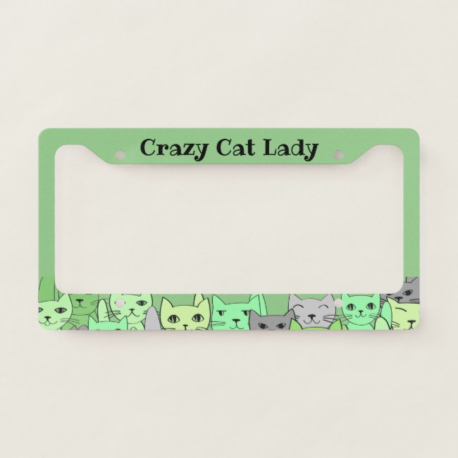 Green Cats License Plate Frame
