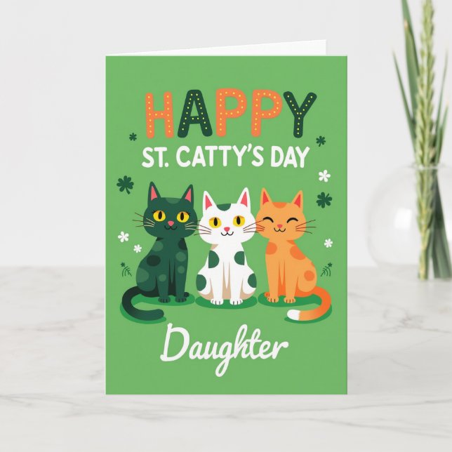 Green Cats Pattern Daughter Card (Front)