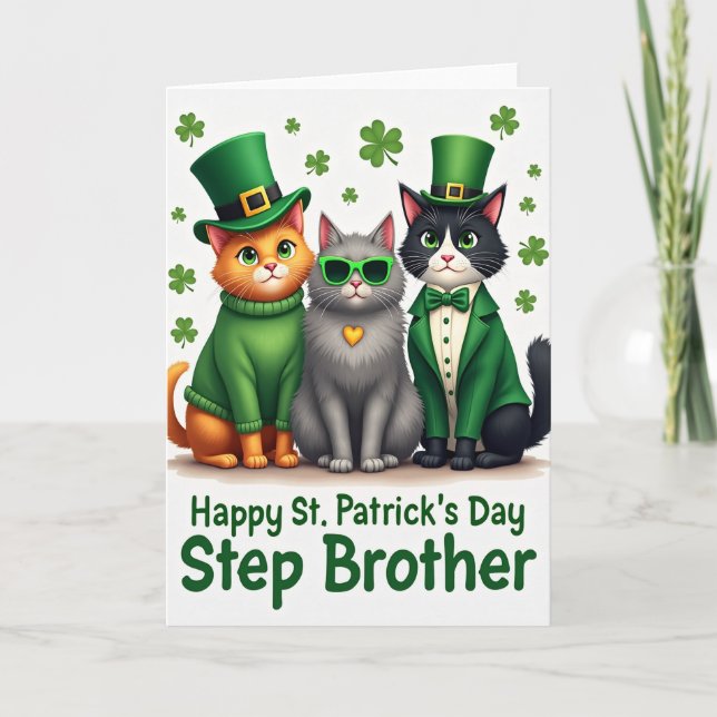 Green Cats St Patricks Day Card (Front)