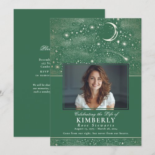 Green Celebration of Life Funeral Memorial Photo