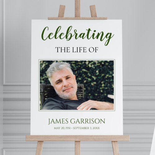 Green Celebration Of Life with Photo Memorial Foam Board