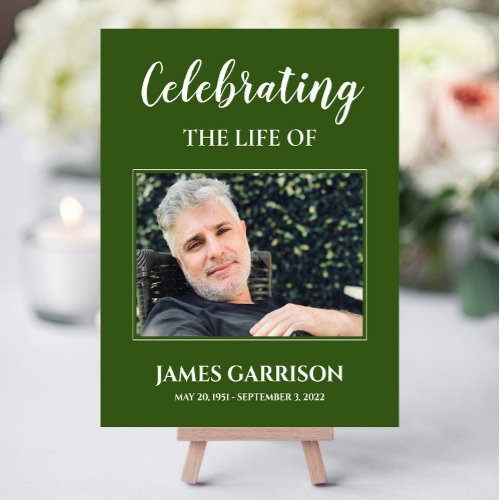 Green Celebration Of Life with Photo Memorial Foam Board