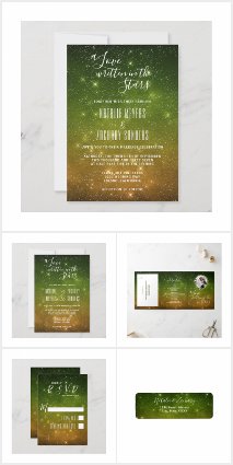 Green Celestial Stars and Night Sky Wedding Suite