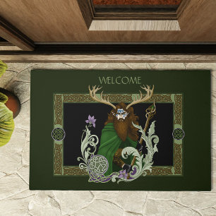 Green Celtic Antlers Man Doormat