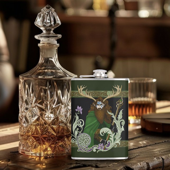 Green Celtic Antlers Man  Flask (Creator Uploaded)
