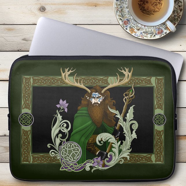 Green Celtic Antlers Man  Laptop Sleeve (Creator Uploaded)