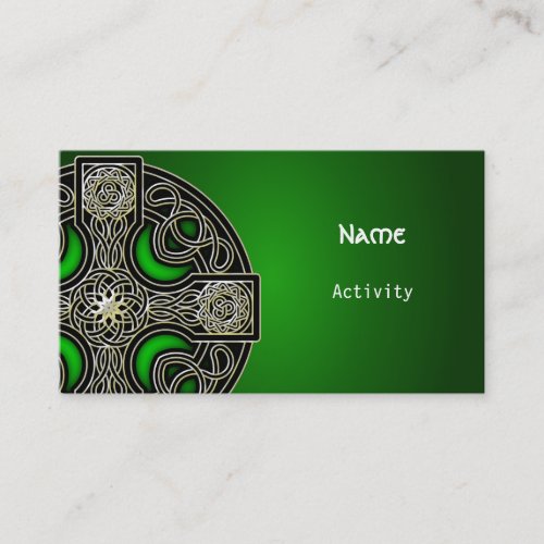 green Celtic cross Business Card