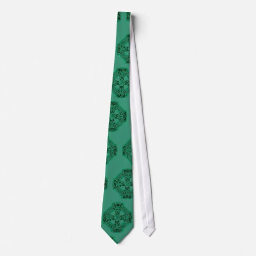 Green Celtic Cross Irish Mens Tie