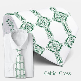 Green Celtic Cross Irish St. Patricks Day Religiou Neck Tie