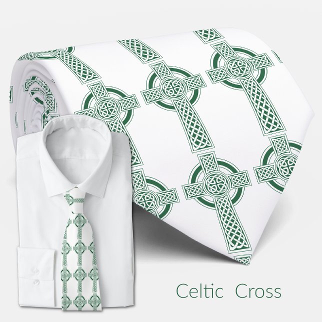 Green Celtic Cross Irish St. Patricks Day Religiou Neck Tie (Creator Uploaded)