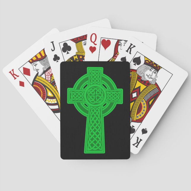 Green Celtic Cross Poker Cards (Back)