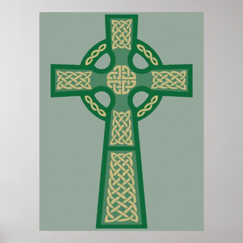 Green Celtic Cross Poster
