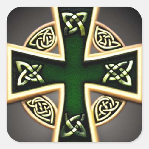 Green Celtic Cross Sticker
