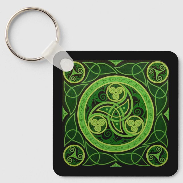 Green Celtic Design Keychain (Front)