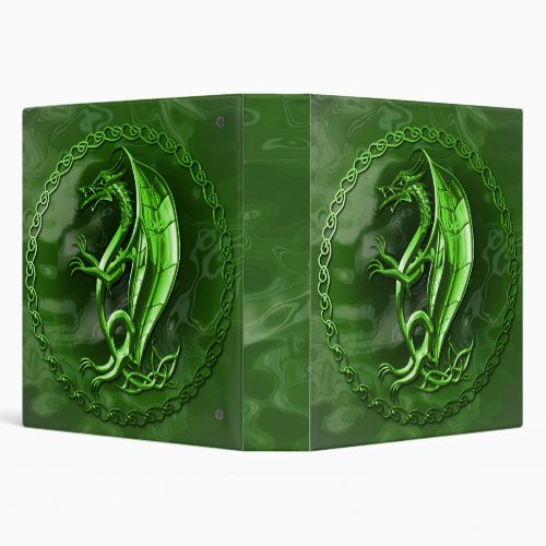 Green Celtic Dragon 3 Ring Binder