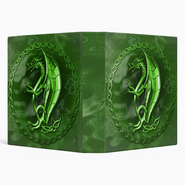 Green Celtic Dragon 3 Ring Binder (Background)