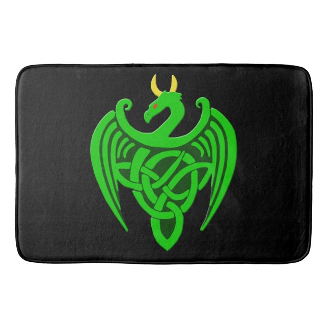 Green Celtic Dragon Bath Mat (Front)