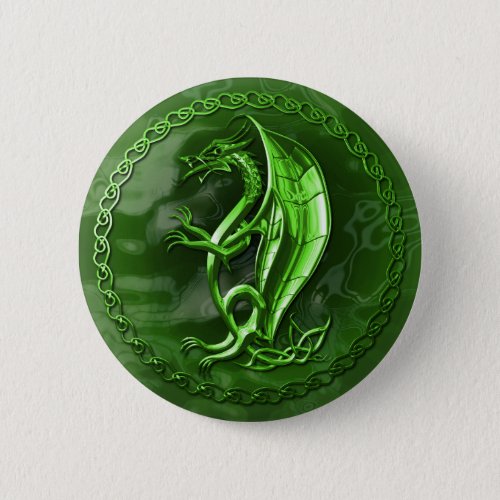 Green Celtic Dragon Button